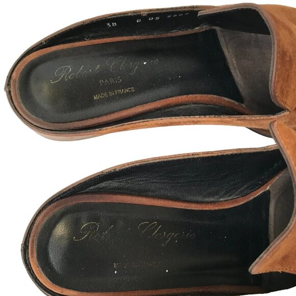 Robert Clergerie Paris Alicel Slides Mules Loafers Womens 38 8 Brown Suede Shoes - Picture 5 of 10